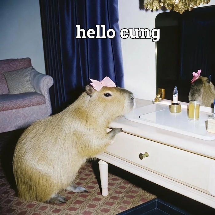 Ảnh meme capybara cười cute