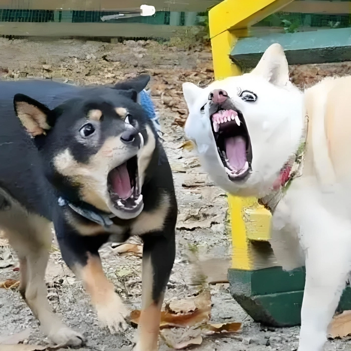 meme chó đôi chụp ảnh 