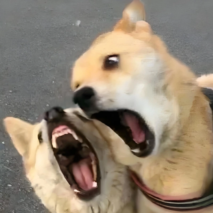 hình chế 2 chú chó đang sủa 