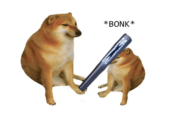Meme con chó cầm cây gậy siêu hài