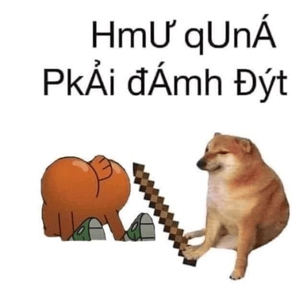 Chó cầm gậy meme gây cười
