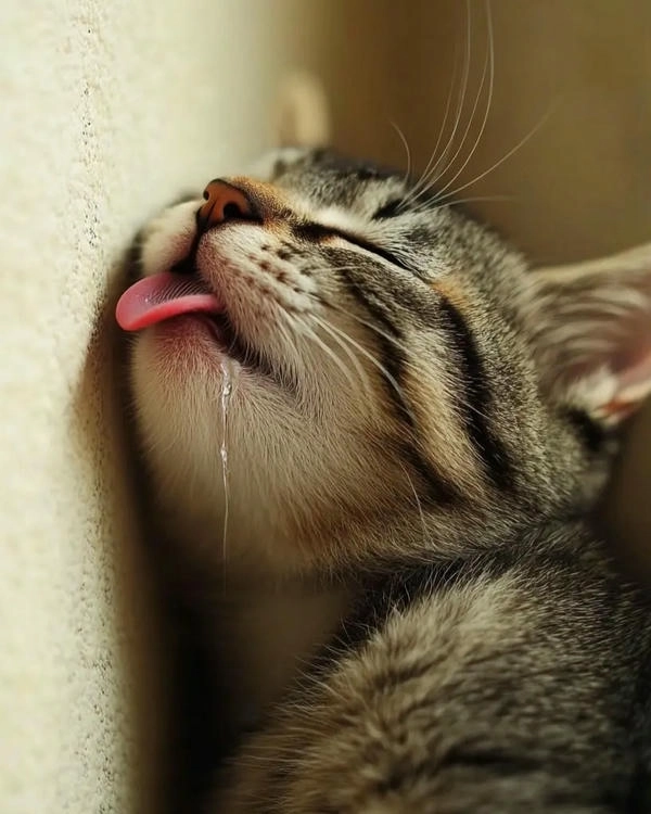Ảnh mèo meme chảy nước miếng cute