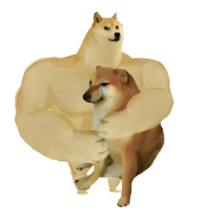 Meme chó cơ bắp và chó yếu đuối