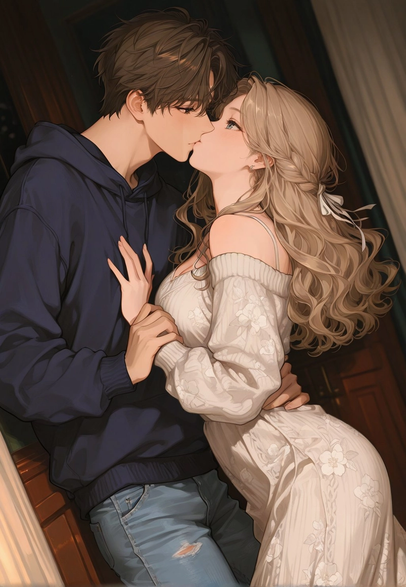 hôn nhau đắm đuối anime cảm xúc 