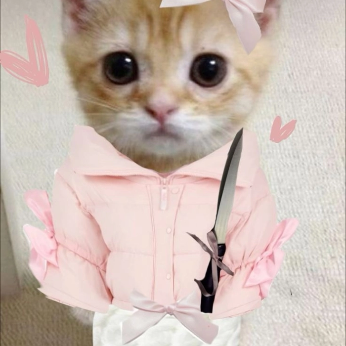 meme con mèo cầm dao cực hài