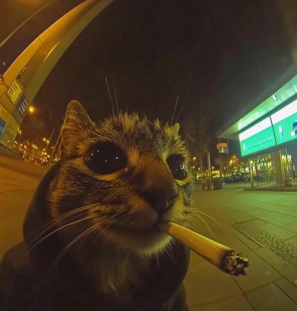 ảnh chế con mèo hút thuốc 