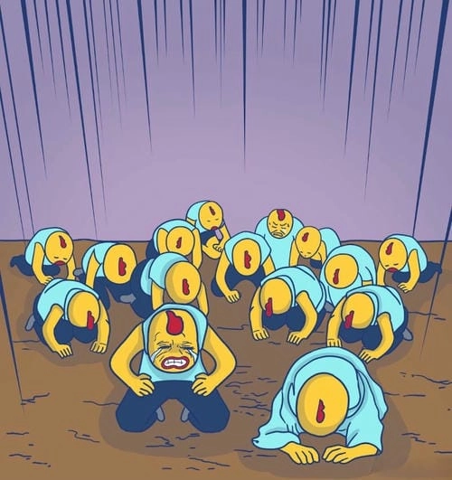 Meme quỳ gối xin lỗi vui 