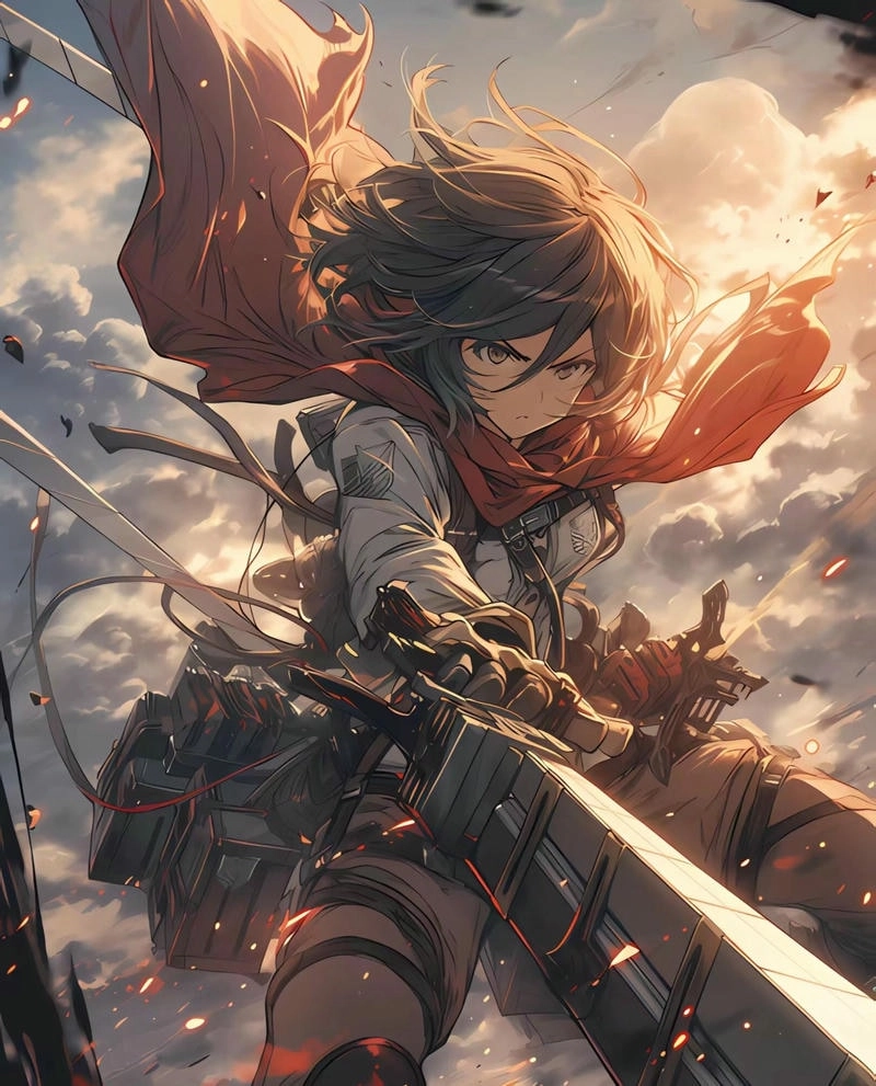mikasa ackerman cười nhẹ
