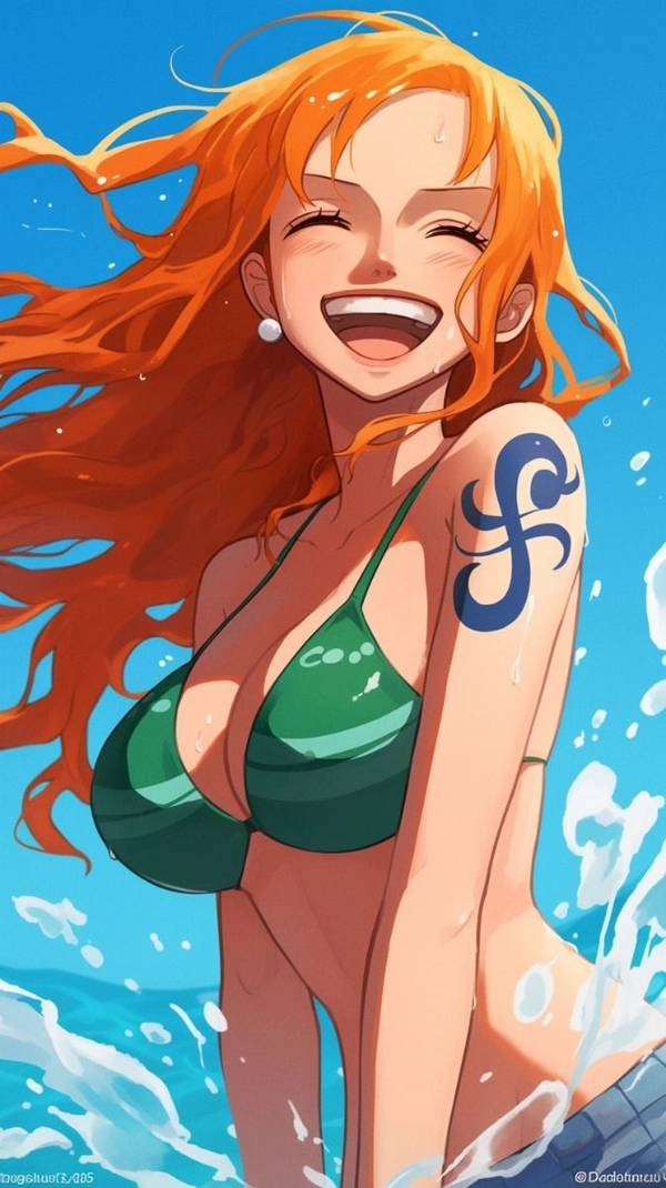 ảnh one piece nami bikini cười