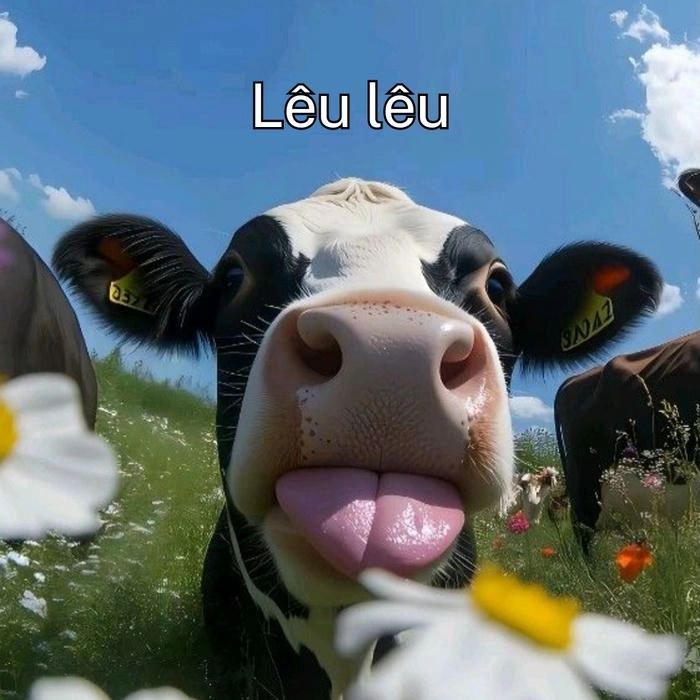 Meme con bò lè lưỡi bá đạo